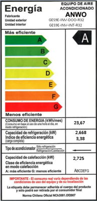 (HASTA AGOTAR STOCK, USAR COD: GES9ECO-INV-R32-N) EAA. MURO INFINITY FRIO/CALOR 9.000 BTUH R32 INVERTER CON WIFI INTEGRADO